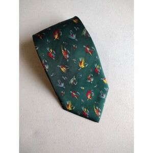 AlynN Neckwear Mens Green Fishing Lure Silk Tie Creative American Design